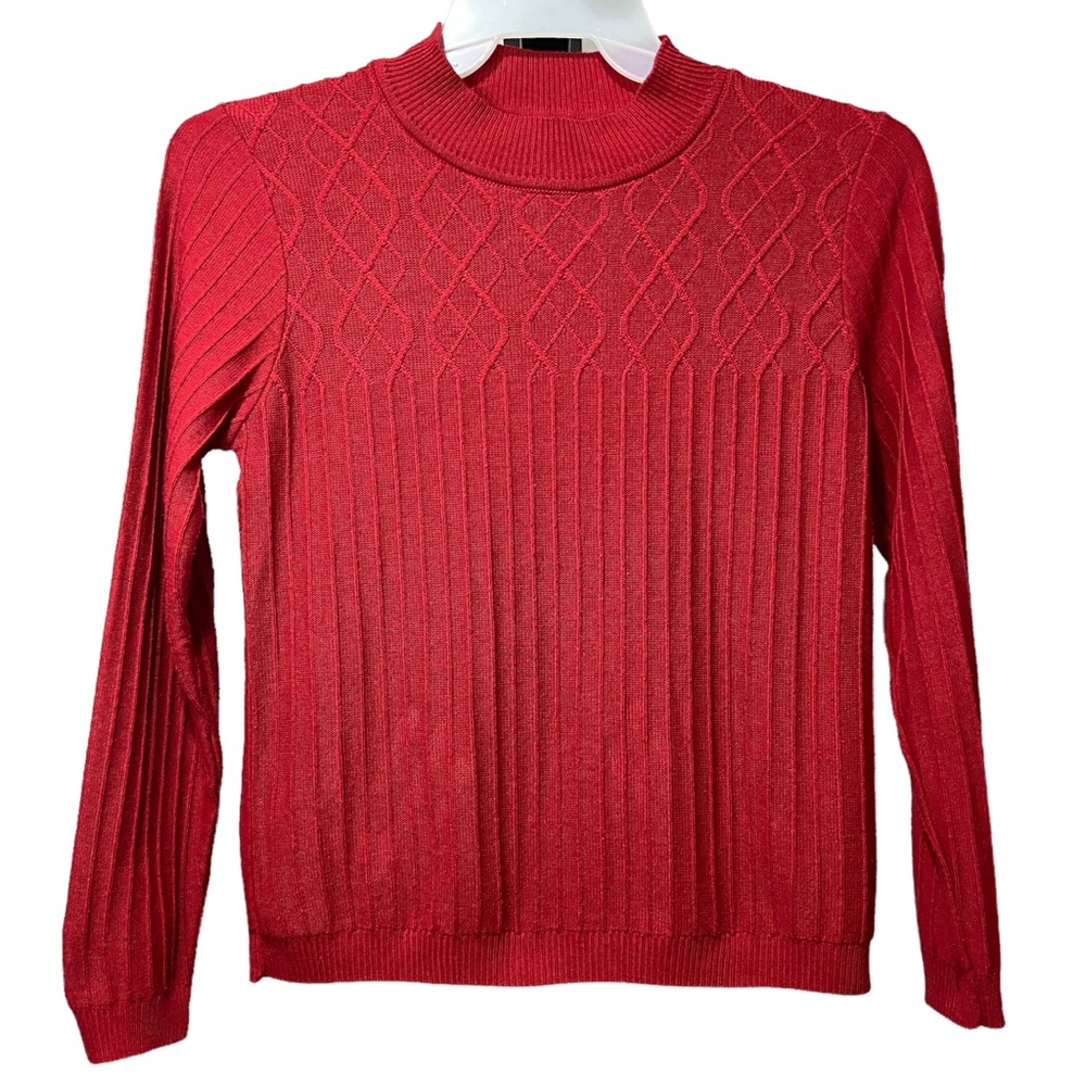 Alfred Dunner red cable knit sweater